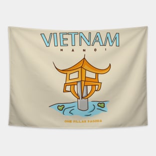 Vintage VietNam Tourist HaNoi One Pillar Pagoda Tapestry