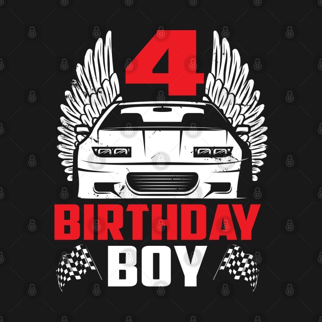 Birthday Boy 4 Two Race Car 4th Birthday Racing Car Driver by ruffianlouse