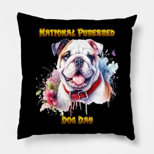 Majestic Bulldog Dog With Red Collar Pillow