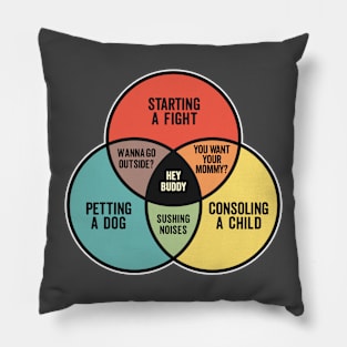 Funny Venn Diagram - Starting A Fight, Petting A Dog, and Consoling a Child Pillow