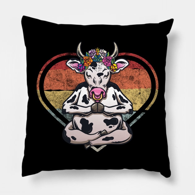 Namaste Yoga Meditation Cow Pillow by teweshirt