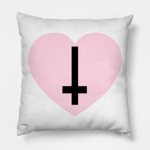 Pink and Black Cross Heart Pillow by lovefromsirius