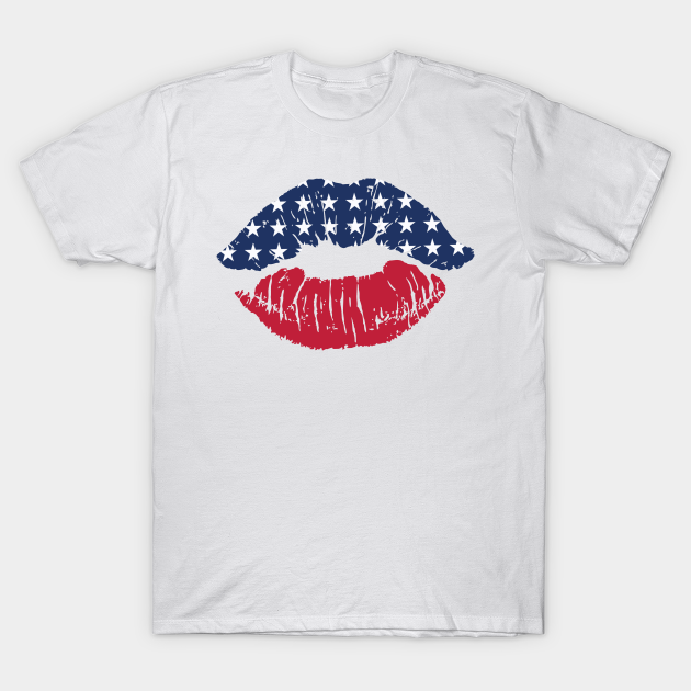 red white and blue lips shirt