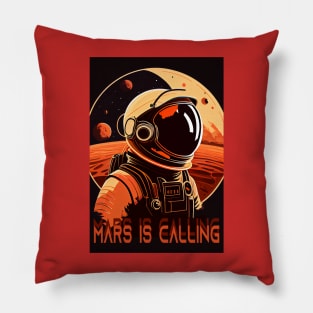 Mars Adventure Vintage Travel Poster Pillow