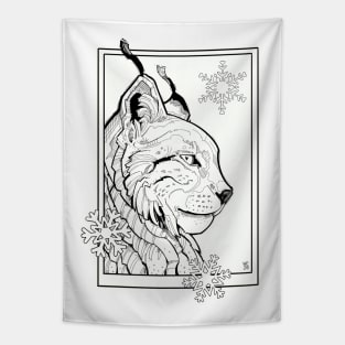 lynx cat with snowflakes Tapestry