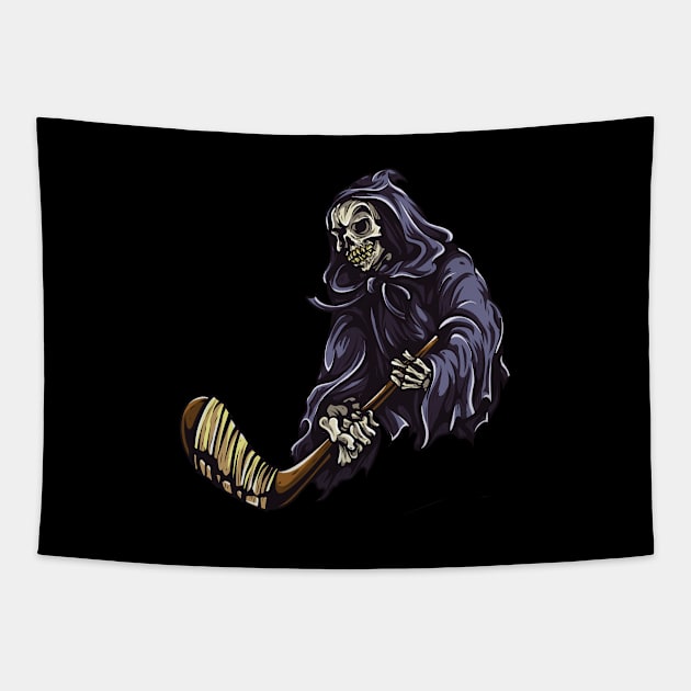 Death Also Plays Hockey Tapestry by jonathanptk