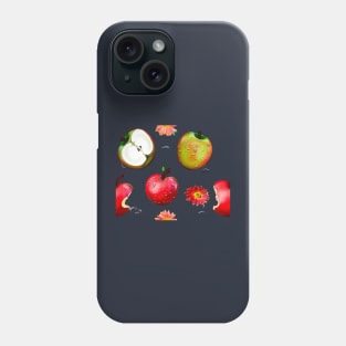 Wet red and green apples and flower with water droplets Phone Case