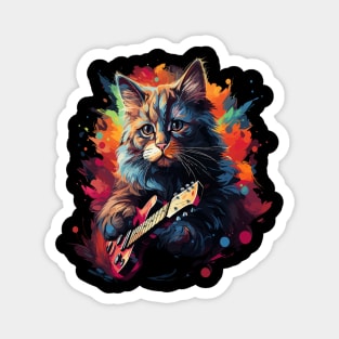 American Bobtail Playing Guitar Magnet