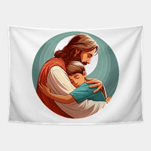 Jesus Hug - Christian - Jesus Love - Christian Gift Tapestry