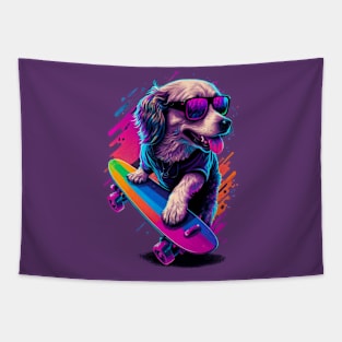 Dog on a Skateboard Tapestry