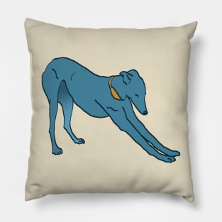 Stretching blue lurcher dog Pillow