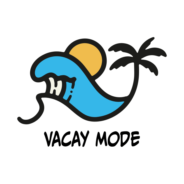 Vacay Mode - Minimalistic Beach Palm Tree Wave by CaptainHobbyist