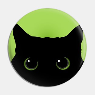Peek-a-Boo Black Cat (Green) Pin