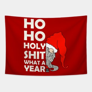 Ho Ho Ho A What a Year Christmas Illustration Tapestry