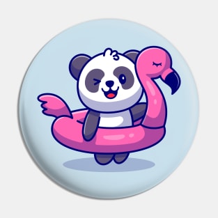 Cute Panda With Flamingo Tires Cartoon Pin