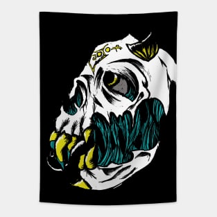 80s Demon Skull Tattoo Tapestry