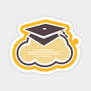 Cloud Report Sticker Logo Design. Vector illustration sticker icon with the concept of a cloud computing system for document management services. Magnet