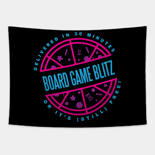 Retro Board Game Blitz Pizza Logo Tapestry