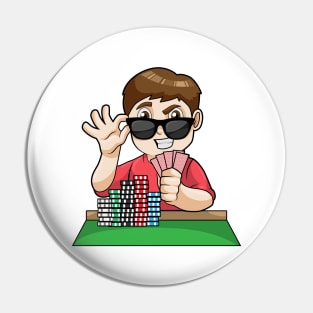 Poker player at Poker with Sunglasses Pin