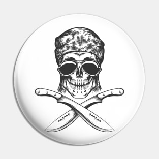 Skull with machete Pin