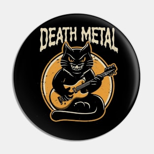 Death Metal Satanic Baphomet Cat playing guitar Pin