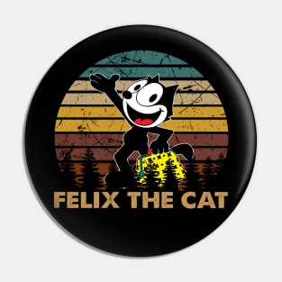 full face the cat walking art vintage retro Pin