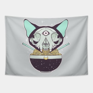 Cat Skull Raman Noodle Bowl Tapestry