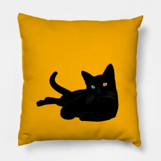 Mysterious Black Cat - Unique Graphic Design Pillow