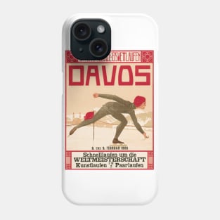 Davos, Switzerland: 1908 Speed Skating World Championship - Vintage Swiss Poster Phone Case