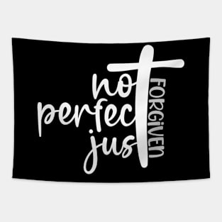 Not Perfect Just Forgiven, Cross, Christian, Jesus, Faith Tapestry