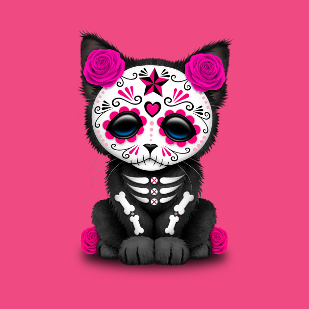 Cute Pink Day Of The Dead Kitten Cat