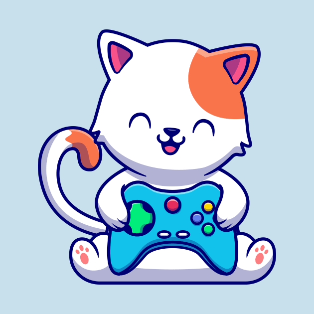 Cute Cat Gaming With Game Console by Catalyst Labs