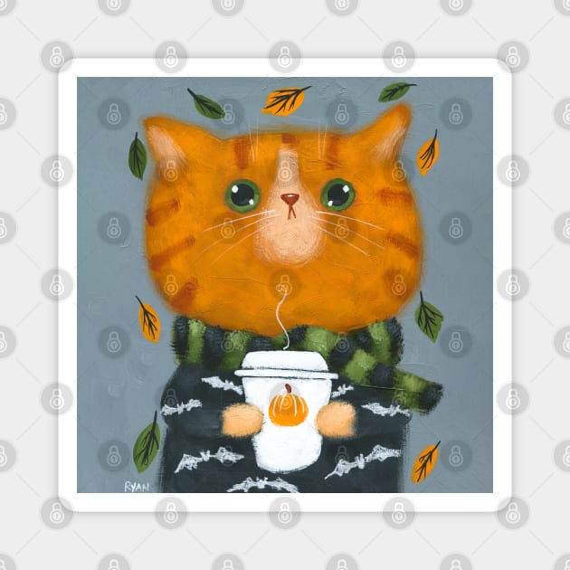 Pumpkin Spice Kitty Magnet by KilkennyCat Art