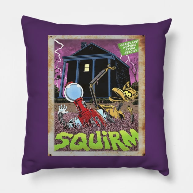 Mystery Science Rusty Barn Sign 3000 - Squirm Pillow by Starbase79