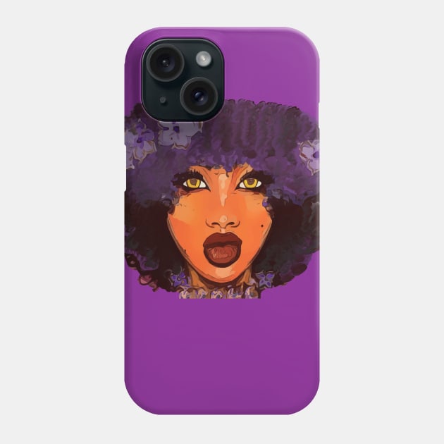 Beauty Woman Floral Afro Natural Hair Phone Case by EllenDaisyShop