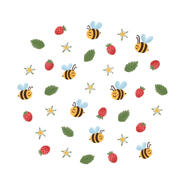 Honey bee and strawberry by Viaire