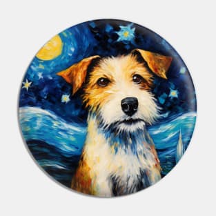 Jack Russell terrier Portrait in Starry Night style Pin