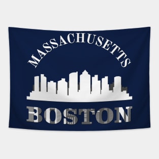 Born and raised Massachusetts Id rather be in Boston MA skyline state trip Tapestry