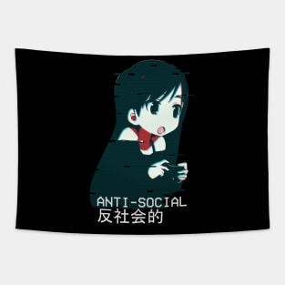 Anti-social Anime Kawaii Glitch Tapestry