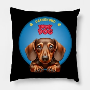 I Love my dog Dachshund Pillow