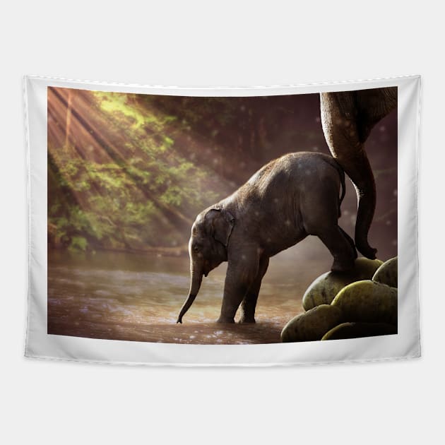 Baby Elephant Tapestry by kawaii_shop