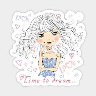 Beautiful fashionable girl dreams Magnet