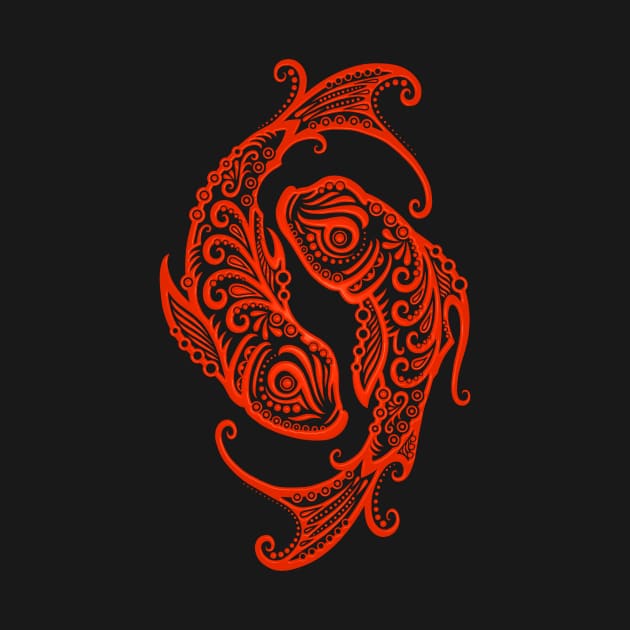 Red Pisces Zodiac Sign by jeffbartels