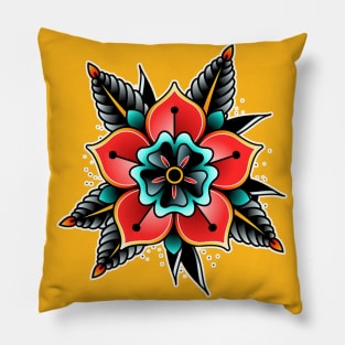 Flower Traditional Tattoo design Pillow