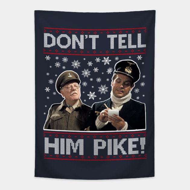 Dads Army Don't Tell Him Pike Christmas Knit Pattern Tapestry by Rebus28