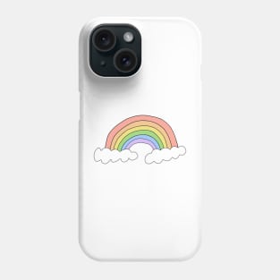 Pastel Rainbow with Clouds - Hand Drawn Phone Case