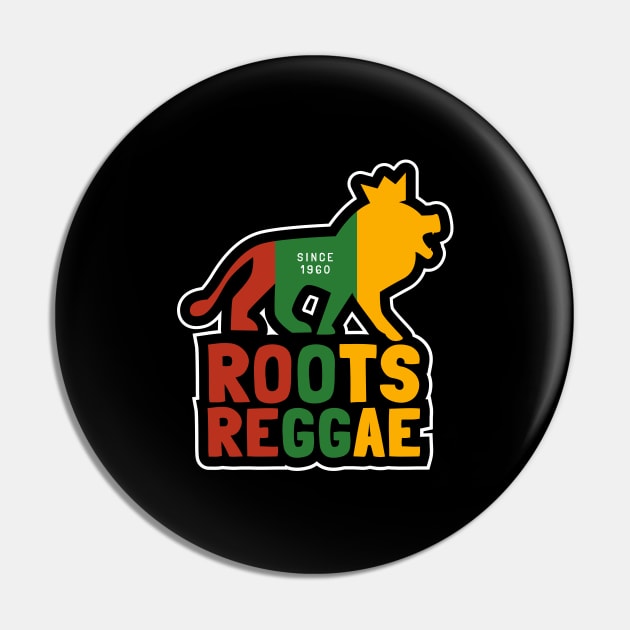 Roots Reggae Since 1960, Jamaican Conquering Lion Pin by emmjott