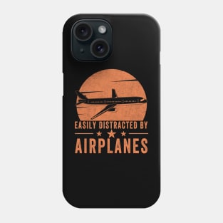 Easily Distracted By Airplanes Retro Airplane Funny Pilot Phone Case