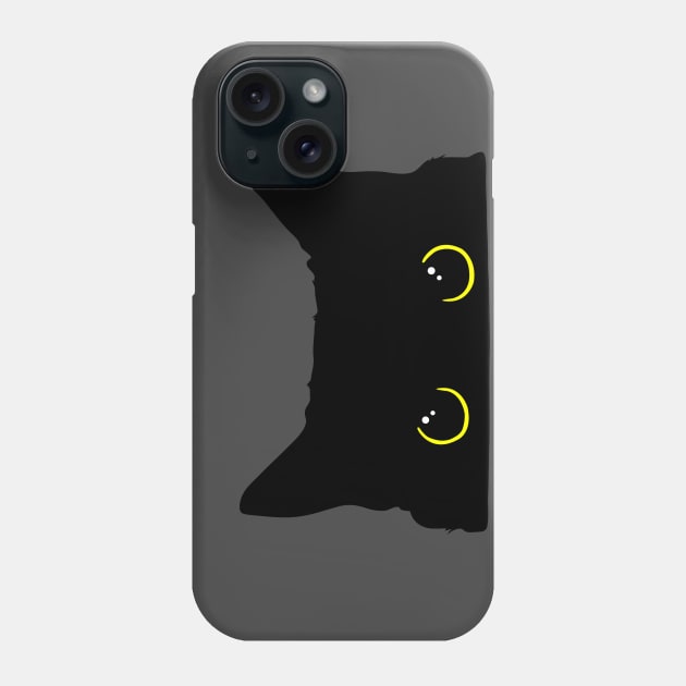 Peeking Black Kitty Cat Silhouette Phone Case by ACGraphics