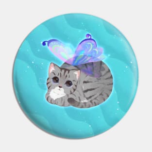 Grey Tabby Fairy Cat Pin